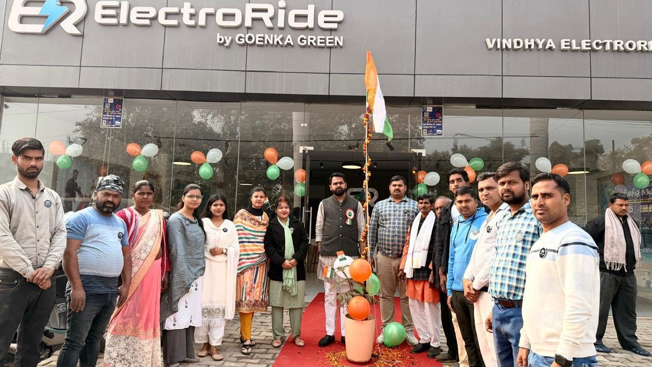 Electric two-wheeler on the road in Uttar Pradesh
